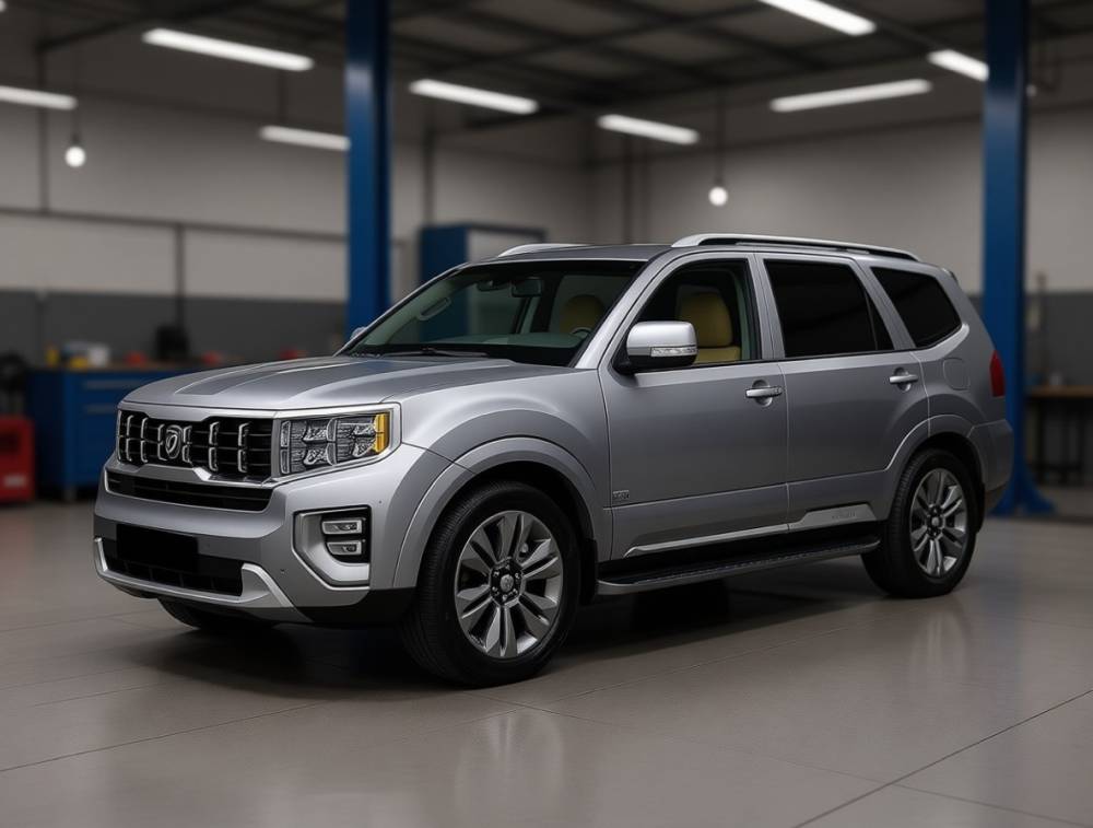 Kia Mohave после ремонта двигателя в автосервисной мастерской